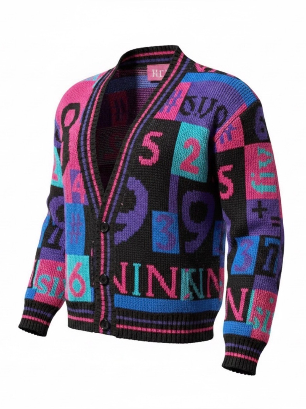 Her Vintage Cardigan Sweater in Pink, Plum, Blue, and Black